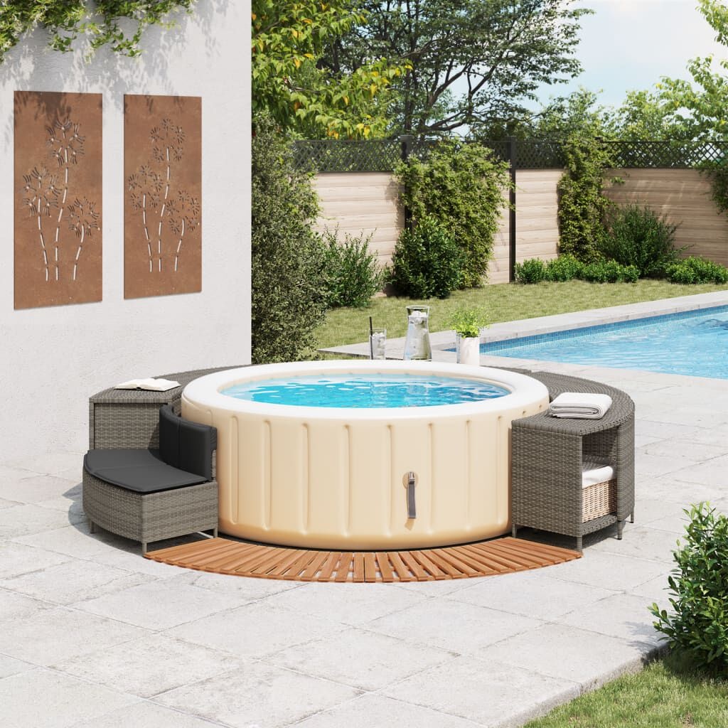VidaXL Hottub-ombouw Poly Rattan Acaciahout Grijs - 35% Korting