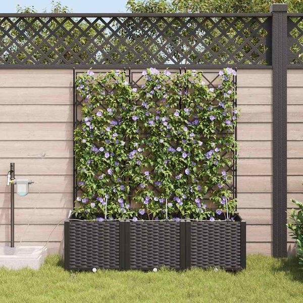 VidaXL Plantenbak 3 stuks Zwart PP 120x40x142 cm - 54% Korting