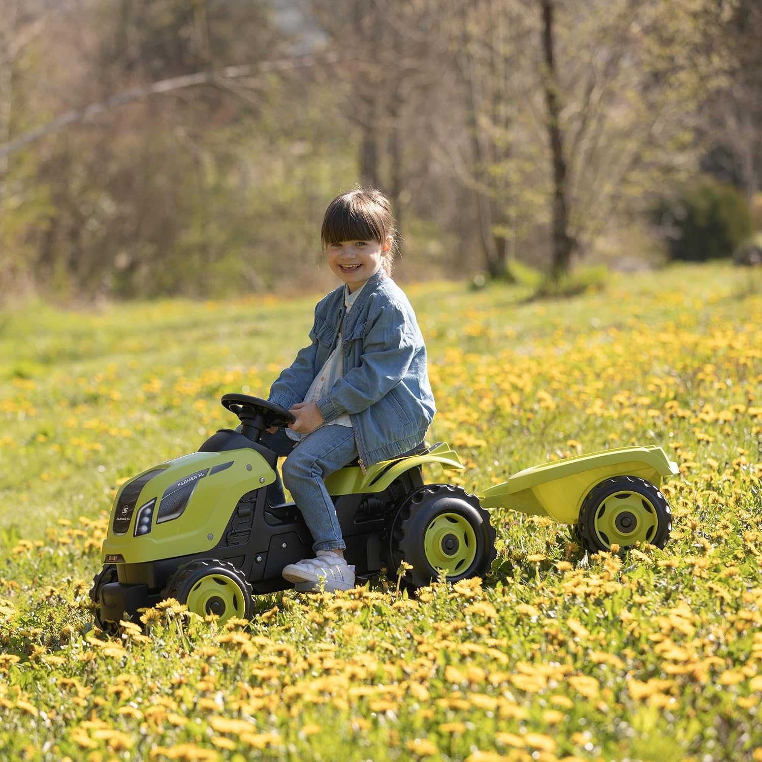 Lichtgroene Traptractor Farmer XL met Aanhanger (54% Korting)
