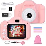 Kindercamera Roze - 12MP HD Video, 32GB Kaart & Games - 33% Korting!
