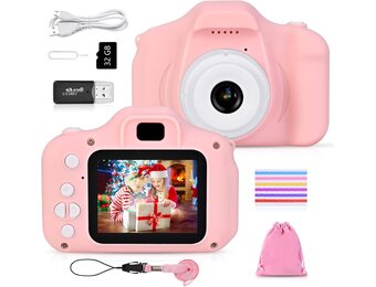 Kindercamera Roze - 12MP HD Video, 32GB Kaart & Games - 33% Korting!