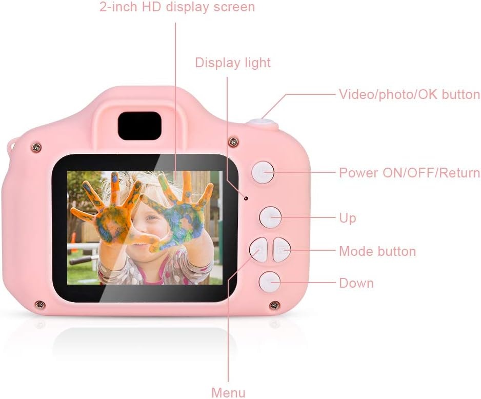 Kindercamera Roze - 12MP HD Video, 32GB Kaart & Games - 33% Korting!