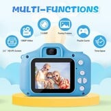 Digitale Kindercamera Blauw - 1080p HD met 32GB SD-kaart & Spelletjes (57% Korting)