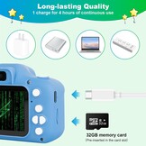 Digitale Kindercamera Blauw 1080p HD 20MP met 32GB SD-kaart (33% Korting)