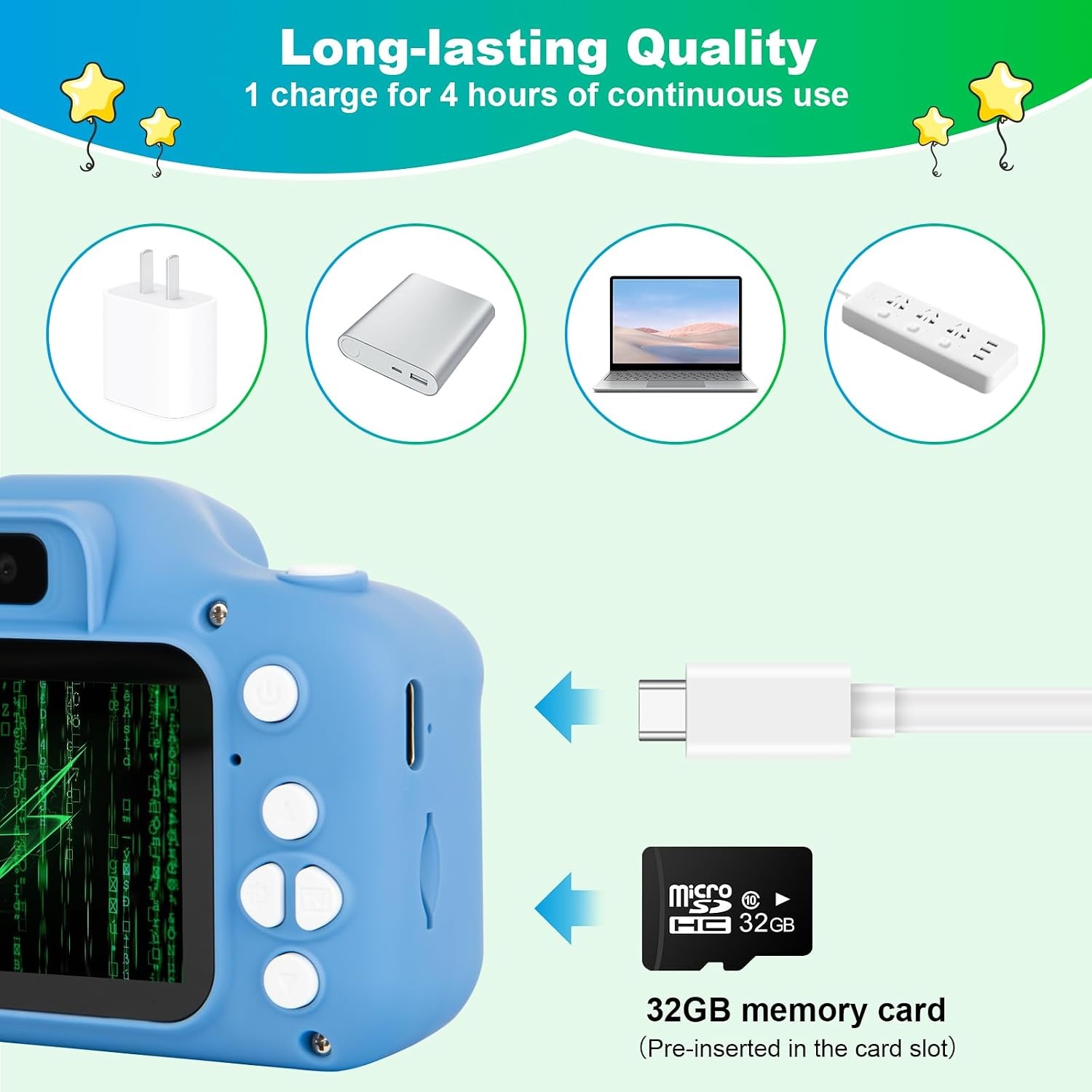 Digitale Kindercamera Blauw 1080p HD 20MP met 32GB SD-kaart (33% Korting)