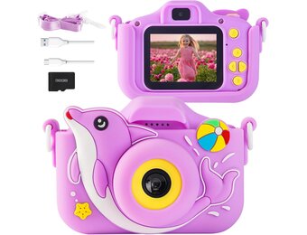 Digitale Kindercamera Dolfijn 40MP 1080P Paars | 32GB SD | USB-C | 33% Korting
