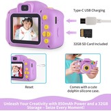 Digitale Kindercamera Dolfijn 40MP 1080P Paars | 32GB SD | USB-C | 33% Korting