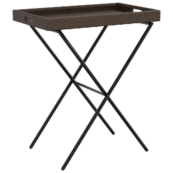 VidaXL Dienbladtafel Inklapbaar Poly Rattan Bruin - 65x40x75 cm - 33% Korting