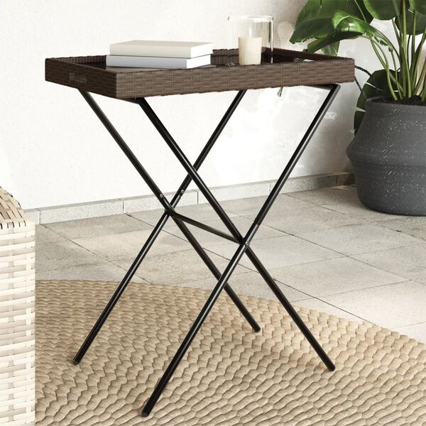 VidaXL Dienbladtafel Inklapbaar Poly Rattan Bruin - 65x40x75 cm - 33% Korting
