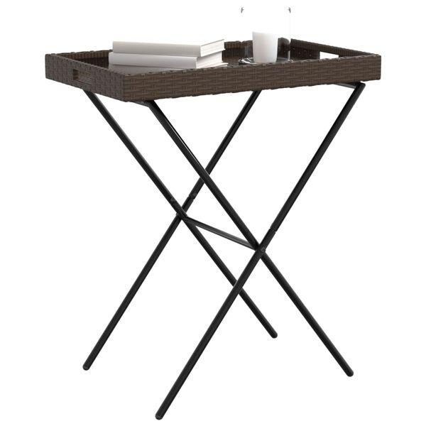 VidaXL Dienbladtafel Inklapbaar Poly Rattan Bruin - 65x40x75 cm - 33% Korting