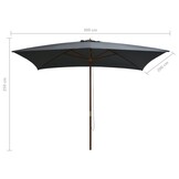 VidaXL Parasol Antraciet 200x300cm met Hout Hoge Korting