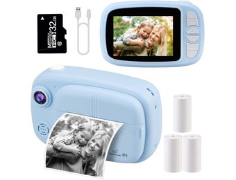 Instant Camera Kinderen Blauw - Print Foto's Direct | 32GB | 34% Korting
