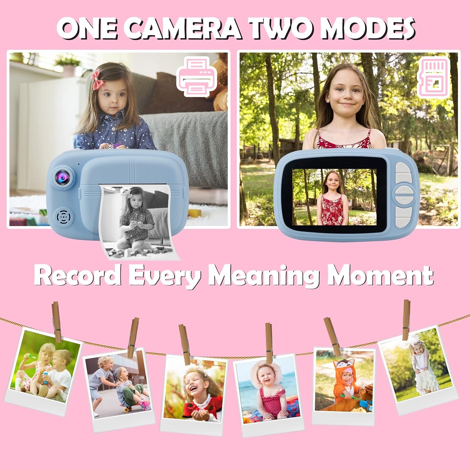 Instant Camera Kinderen Blauw - Print Foto's Direct | 32GB | 34% Korting