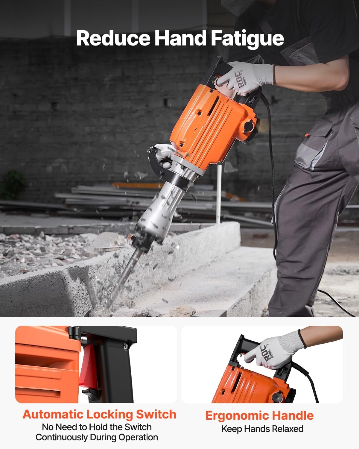 Krachtige Sloophamer 2200W - Betonbreker Oranje - 35% Korting