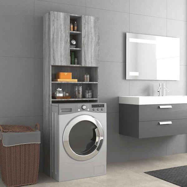 Wasmachinekast Grijs Sonoma Eiken 64x25,5x190 cm - 35% Korting