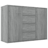 vidaXL Dressoir Grijs Sonoma Eiken 88x30x65 cm - 35% Korting