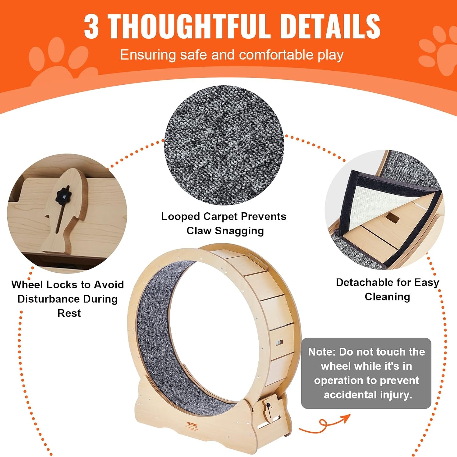 Groot Kattenloopwiel 91 cm | Massief Hout | Stil & Stabiel Trainingswiel