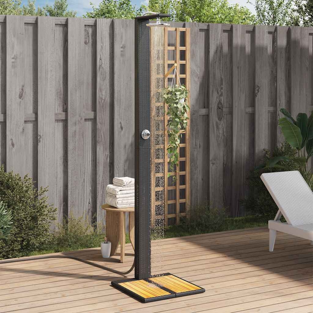 Buitendouche Poly Rattan & Acaciahout Zwart - 35% Korting!