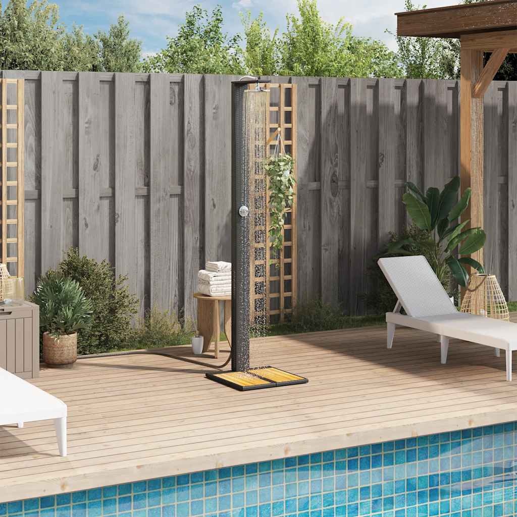 Buitendouche Poly Rattan & Acaciahout Zwart - 35% Korting!