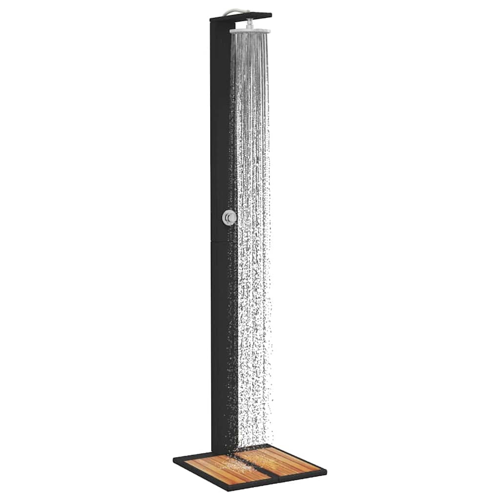 Buitendouche Poly Rattan & Acaciahout Zwart - 35% Korting!