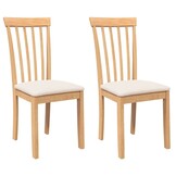 Eetkamerstoelen met Kussens (2 st) - Massief Hout Naturel - 35% Korting