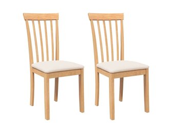 Eetkamerstoelen met Kussens (2 st) - Massief Hout Naturel - 35% Korting