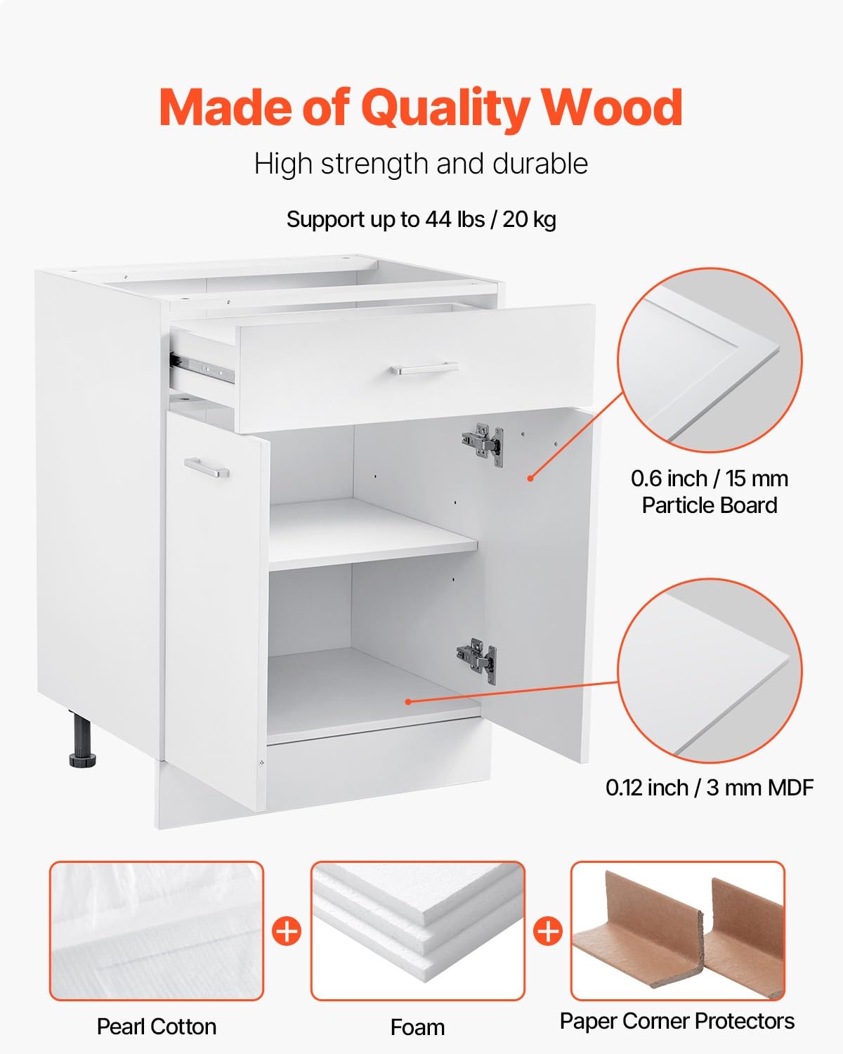 Onderkast Wit Shaker Stijl 60x48x82 cm | Soft-close Lade & Deuren | 54% Korting