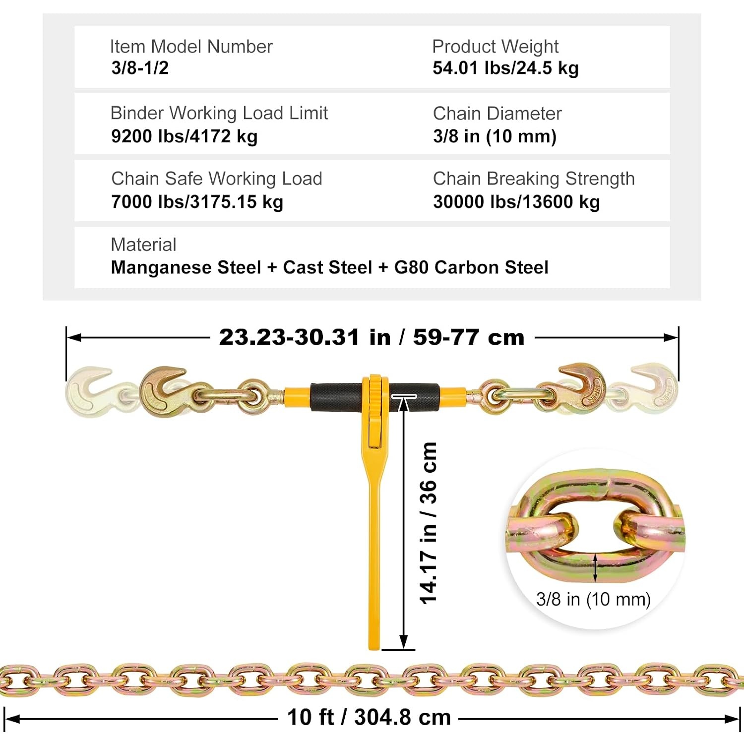 VEVOR Ketting & Binder Set - 54% Korting - Vrachtvastzetting
