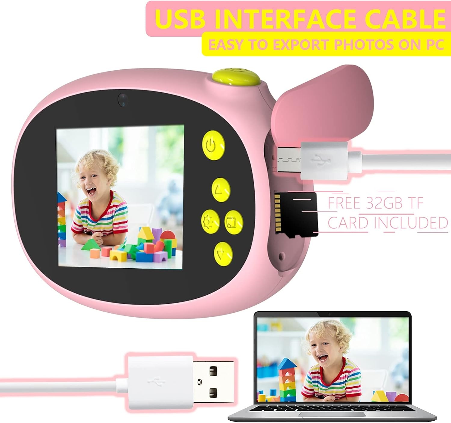 Roze Kinder Camera met 32% Korting - 1080P HD & 32GB