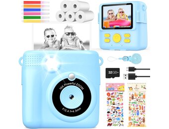 Kindercamera Blauw met Printfunctie - 33% Korting