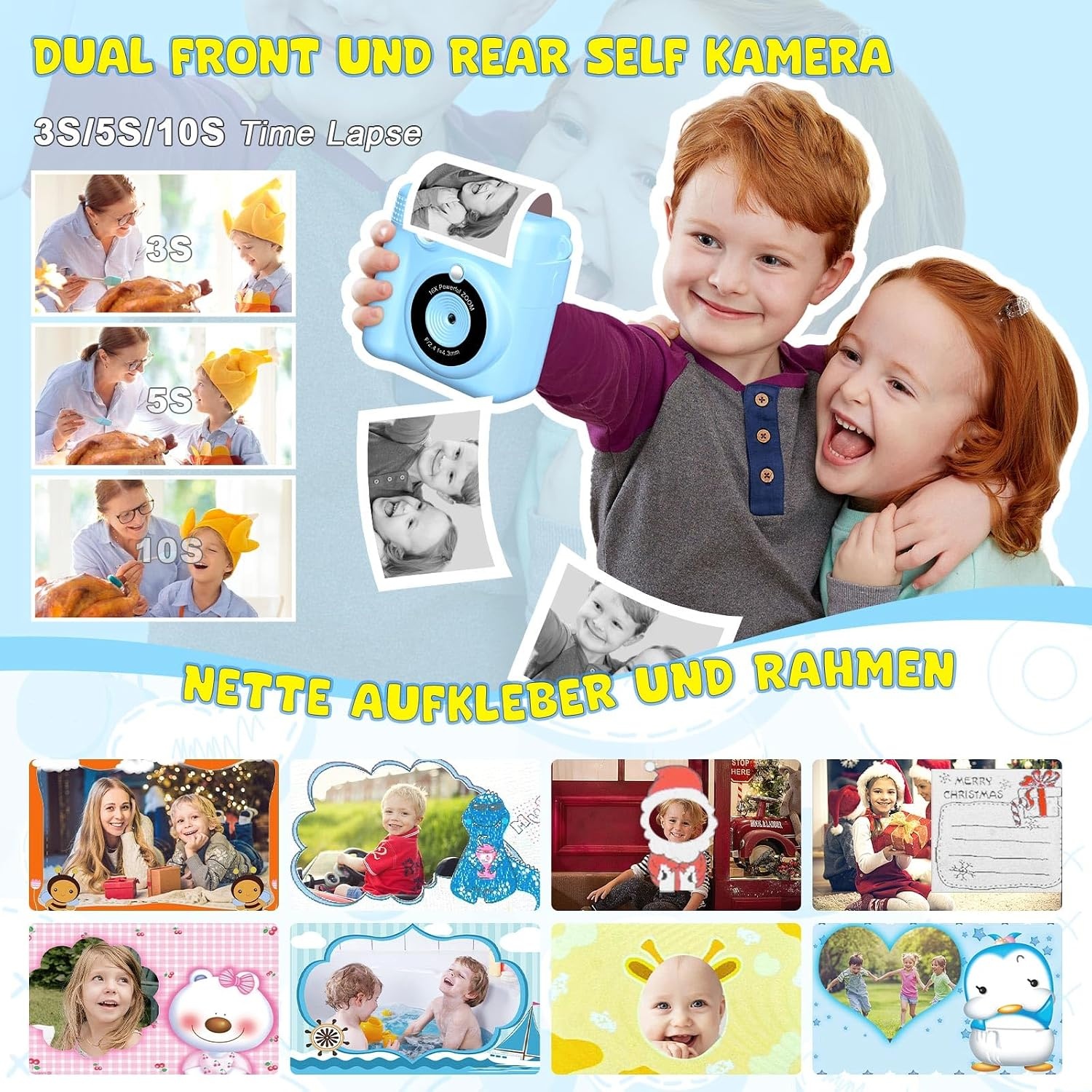 Kindercamera Blauw met Printfunctie - 33% Korting