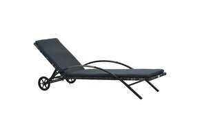 vidaXL Ligbed Poly Rattan Antraciet met Kussen & Wielen - 47% Korting