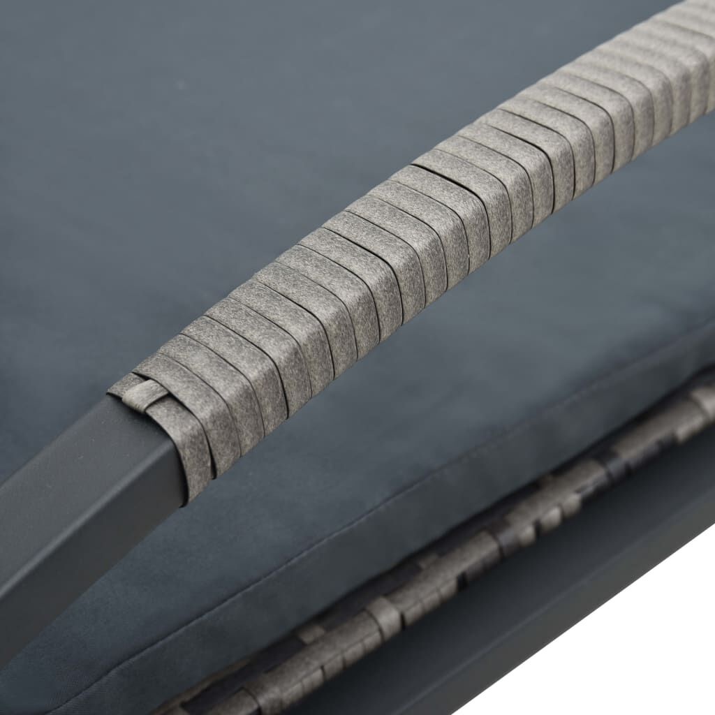 Verstelbaar Ligbed Poly Rattan Antraciet met Kussen & Wieltjes - 35% Korting