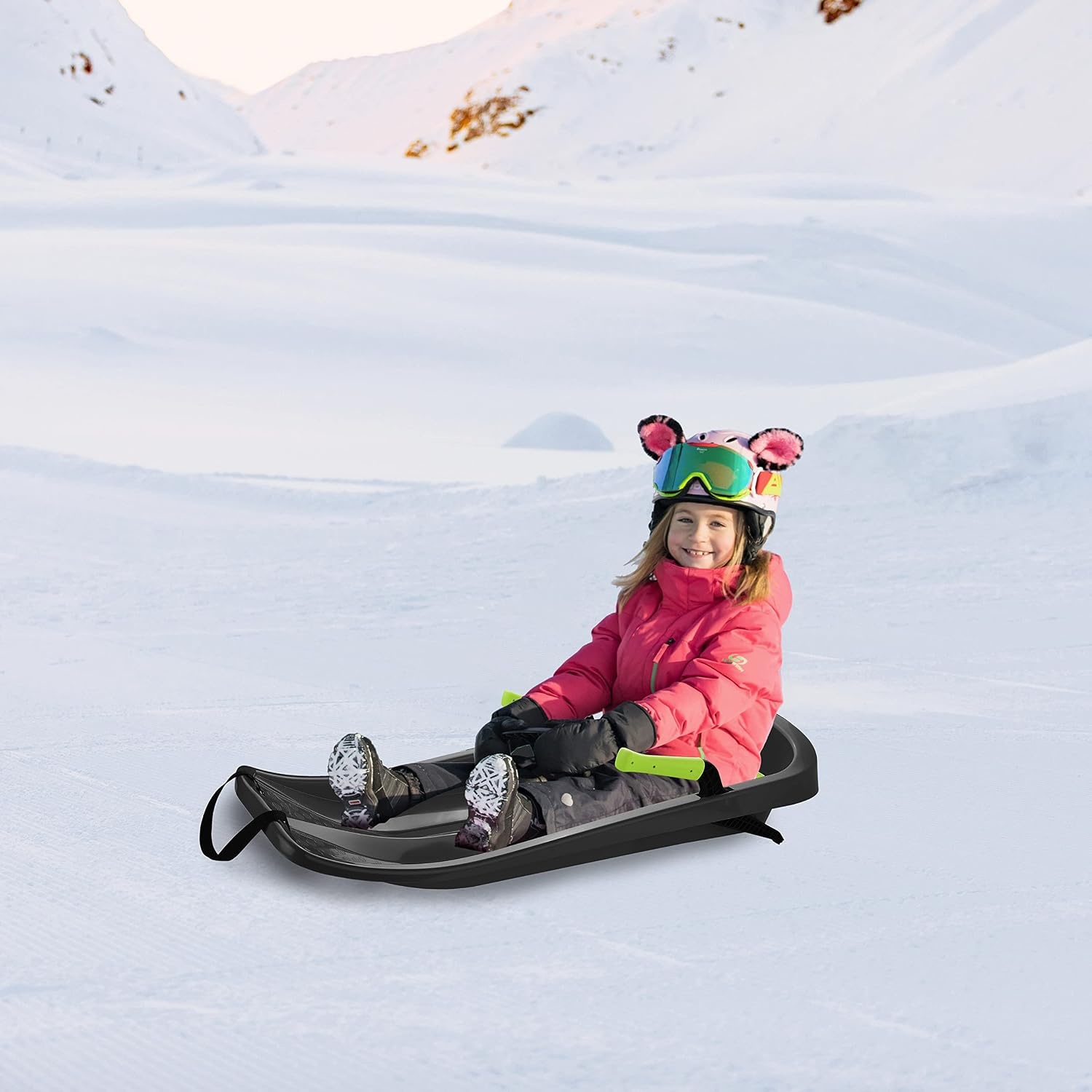 Sneeuwslee TRON Zwart - 50% Gerecycled, Ergonomische Remmen