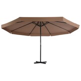 Hangende Parasol Taupe met Aluminium Paal - 35% Korting