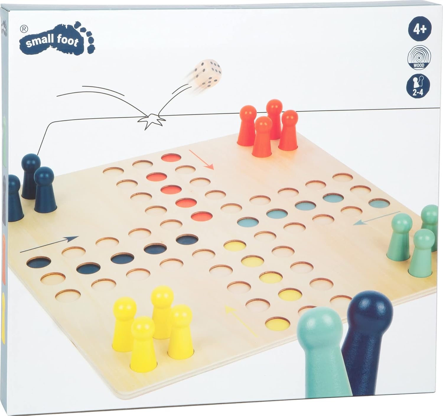 Small Foot Ludo XL Gezelschapsspel - Hout, 4 Spelers (57% Korting!)