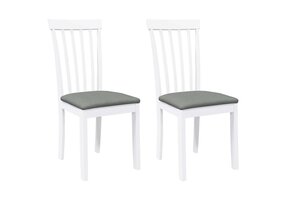 Eetkamerstoelen (2 stuks) massief hout rubber wit - 66% korting