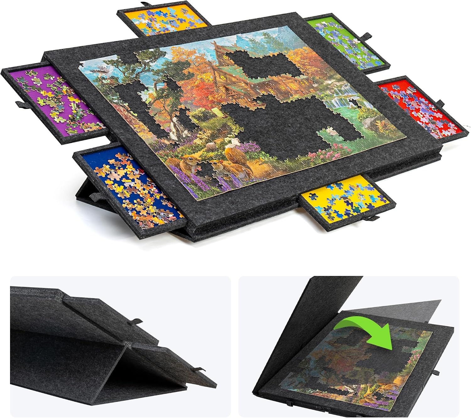 Lavievert Kantelbaar Puzzelbord (1500 Stuks) met Standaard & Hoes - 34% Korting