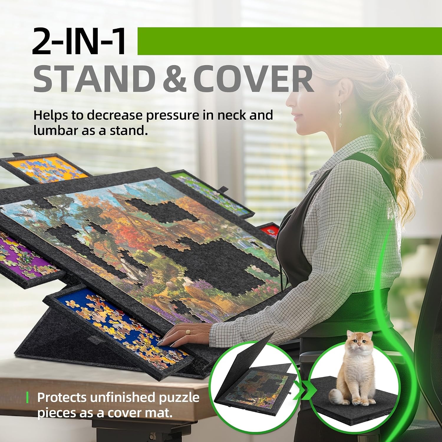 Lavievert Kantelbaar Puzzelbord (1500 Stuks) met Standaard & Hoes - 34% Korting