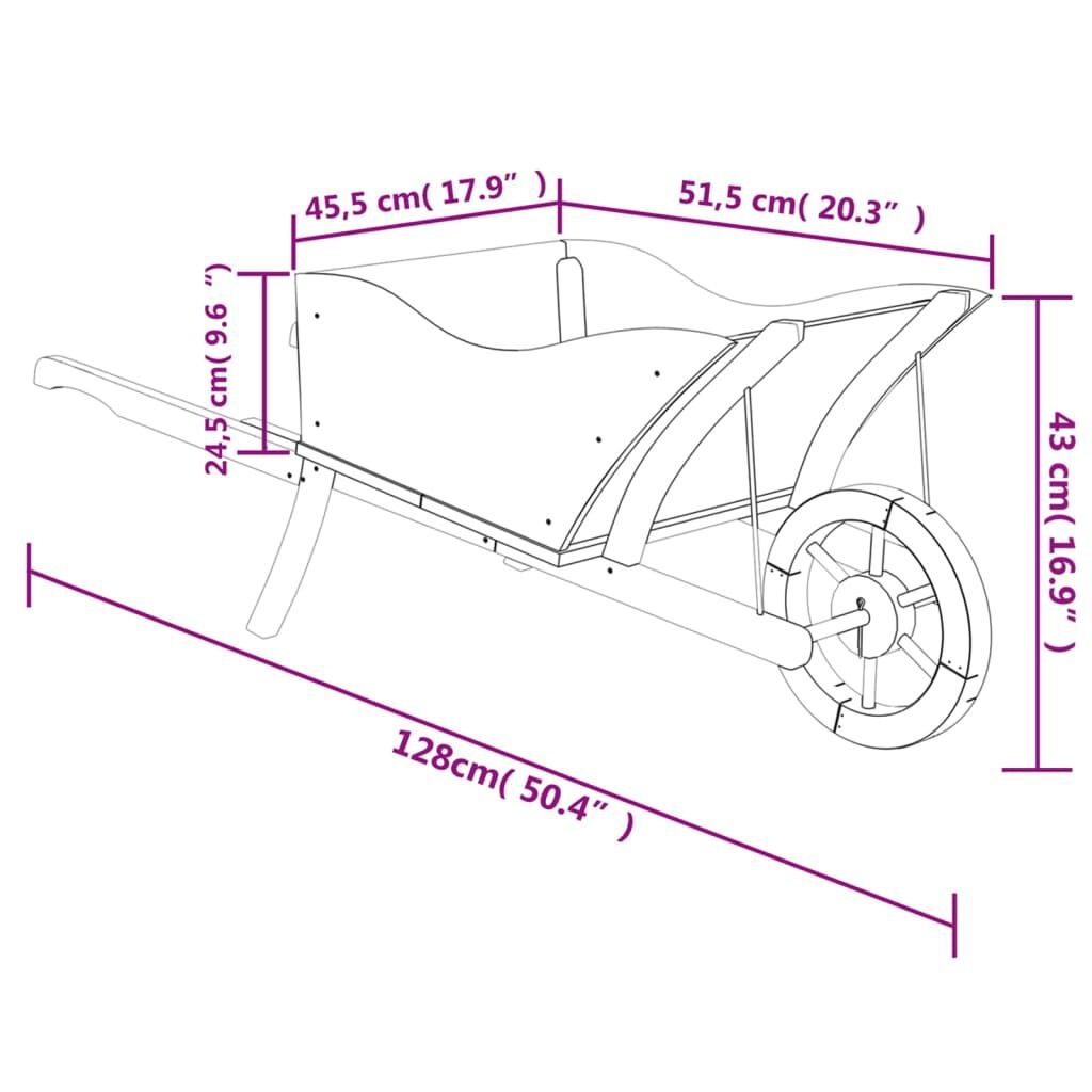 Plantenbak Kruiwagen van Vurenhout - 128x45,5x43 cm - 34% Korting