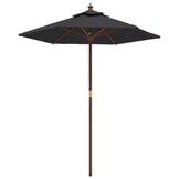 vidaXL Parasol met Houten Paal 196x231 cm Zwart - 34% Korting