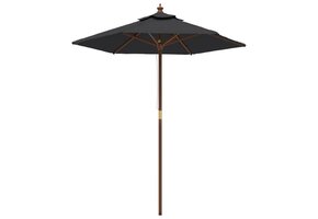 Zwarte Parasol met Houten Paal 196x231 cm - 46% Korting!