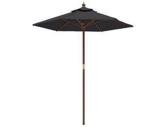 vidaXL Parasol met Houten Paal 196x231 cm Zwart - 34% Korting