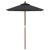 vidaXL Parasol met Houten Paal 196x231 cm Zwart - 34% Korting