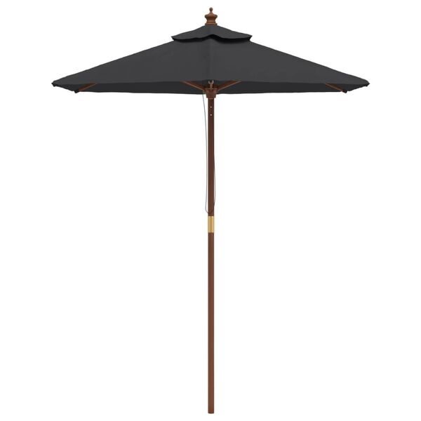vidaXL Parasol met Houten Paal 196x231 cm Zwart - 34% Korting