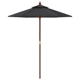 vidaXL Parasol met Houten Paal 196x231 cm Zwart - 34% Korting