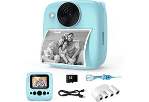 Kinder Instant Camera 48MP | 1080P, 32GB, 4 Printrollen | 46% Korting