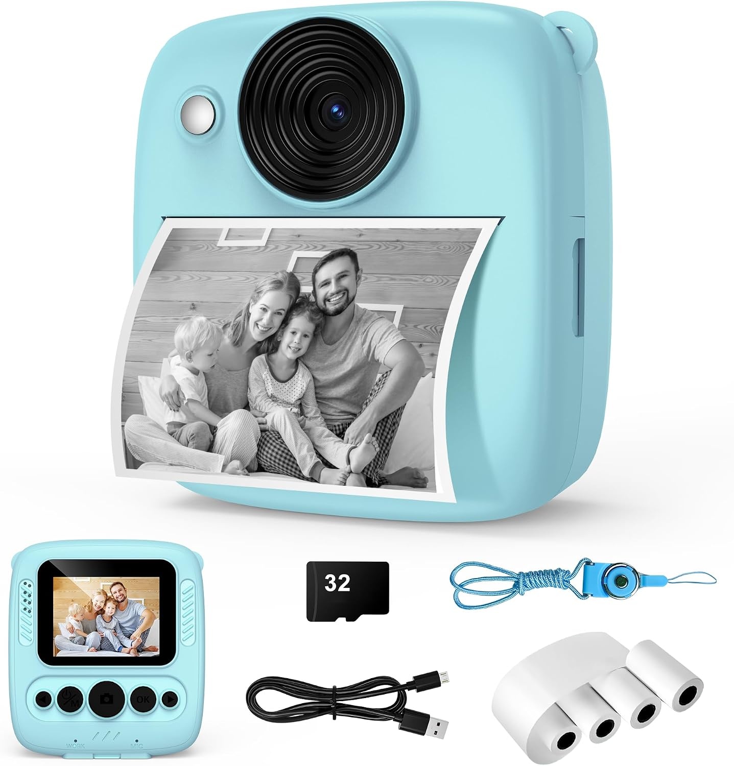 Kinder Direct Print Camera Blauw - 48MP - 32GB Kaart incl. - 34% Korting