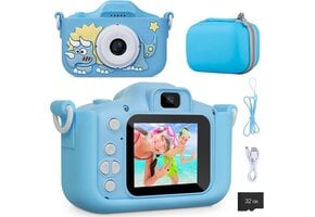 Kindercamera Blauw 1080p HD, 32GB SD-kaart, incl. draagtas - 33% Korting!