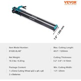VEVOR Tegelsnijder 1200mm Turquoise Zwart L - 35% Korting